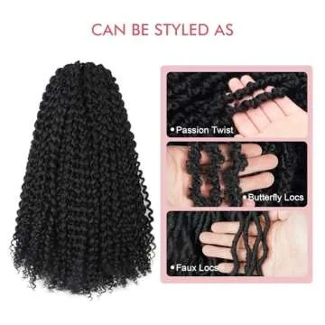 Glinda Passion Twist Hair 18 Inches 6 Packs Water Wave Crochet Braids for Passion Twist Braiding Hair Synthetic Crochet Hair Extensions