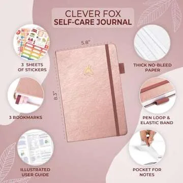 Clever Fox Self-Care Journal – Daily Reflection Notebook – Mental Health & Personal Development Planner, Meditation & Mood Log, A5 (Rose Gold)