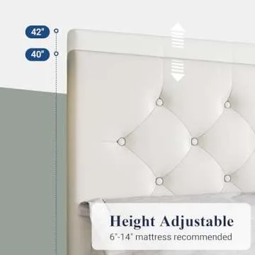Allewie Upholstered Queen Size Platform Bed Frame with 4 Storage Drawers and Headboard, Diamond Stitched Button Tufted, Mattress Foundation with Wooden Slats Support, No Box Spring Needed, White