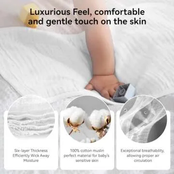 Synrroe Burp Cloths Large, Muslin Burp Cloths for Baby Girls and Boys, Pack of 10 Extra Absorbent and Soft Muslin Bibs, 6 Layers 20 by 10 Inches 100% Cotton (White 10 Pack)