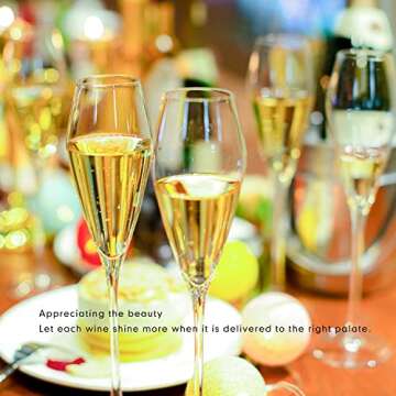 GLAZGOFLY Champagne Flutes, Premium Crystal Champagne Glasses, Hand Blown Elegant Cocktail Flutes, Sparkling Glassware Suitable for Parties, Wedding, Home Bar, Special Occasions, Set of 6