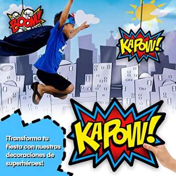 Bigtime Signs 12 PCS Super Hero Stickers - Superhero Party Decorations for Birthday - Marvel Themed Superhero Party Favors - 12"x16" Sound Effect Signs for Kids - Boom Pow Signs - Avengers Decorations