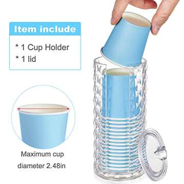 MYITYARD Clear Acrylic Bathroom Cup Dispenser for 3 oz Cups