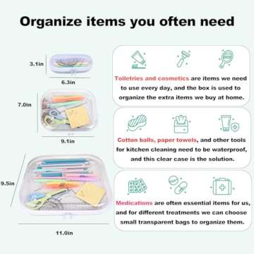 honitty Clear Hard Shell Zipper Case,3PCS Transparent Clear Zipper Pouches,Hard Side Plastic Zipper Pencil Case Set,Portable Travel Storage Organizer Bins