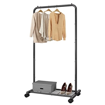 Shop Simple Trending Clothes Rack with Wheels and Shelves