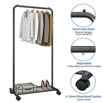 Shop Simple Trending Clothes Rack with Wheels and Shelves