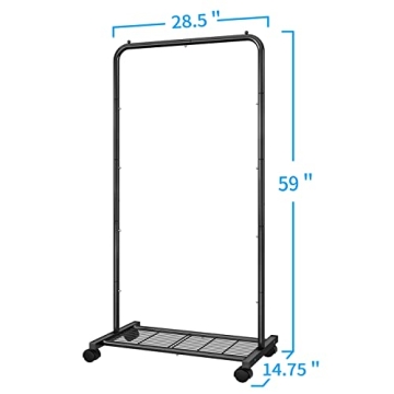 Shop Simple Trending Clothes Rack with Wheels and Shelves