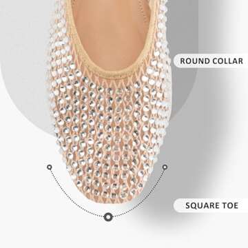 WIRALOMI Nude Rhinestone Ballet Flats for Women