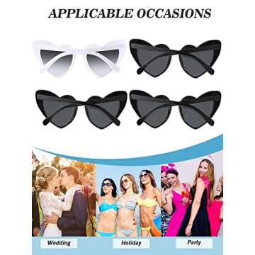 Frienda 9 Pairs Heart Shaped Sunglasses Bachelorette Heart Sunglasses Gift for Women Valentine Party Favors(White Grey, Black Grey)
