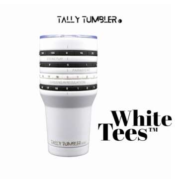 Tally Tumbler Golf Stainless Steel Cup, 30 oz Leak Proof Lid, Double Wall Insulation, Golf Tumbler with Score Keeping Counter used for strokes per hole, Greens in Regulation & Fairways Hit