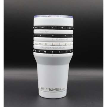 Tally Tumbler Golf Stainless Steel Cup, 30 oz Leak Proof Lid, Double Wall Insulation, Golf Tumbler with Score Keeping Counter used for strokes per hole, Greens in Regulation & Fairways Hit