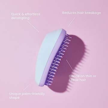 Tangle Teezer Original Detangler Brush and Scalp Massage Bundle, to Exfoliate and Detangle Color-Treated, Fine, & Fragile Hair Types, Mint/Violet and Blue