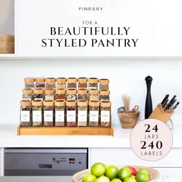 FINESSY Glass Spice Jars with Bamboo Lids – 24 Pack
