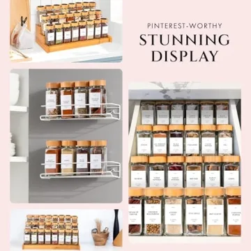 FINESSY Glass Spice Jars with Bamboo Lids – 24 Pack