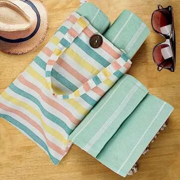 HILLFAIR Turkish Beach Towels - Lightweight Sand-Free