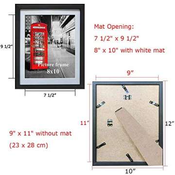 Elegant Set of 6 Black 8x10 Picture Frames with Mat
