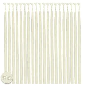 Hyoola Beeswax Birthday Candles - 50 Pack - Natural Dripless Decorative Candles with Long Lasting Burn - Elegant Taper Design, Soothing Scent - 6" Tall - Handmade in The USA