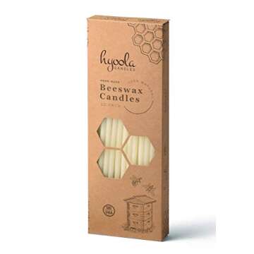 Hyoola Beeswax Birthday Candles - 50 Pack - Natural Dripless Decorative Candles with Long Lasting Burn - Elegant Taper Design, Soothing Scent - 6" Tall - Handmade in The USA