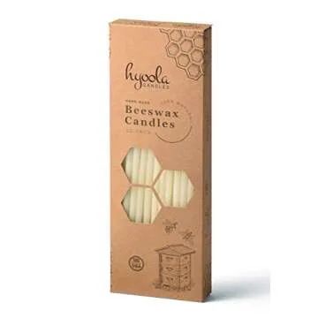 Hyoola Beeswax Birthday Candles - 50 Pack - Natural Dripless Decorative Candles with Long Lasting Burn - Elegant Taper Design, Soothing Scent - 6" Tall - Handmade in The USA