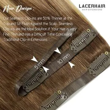 Lacer Hair Real Colored Clip in Hair Extensions Balayage Chocolate Brown to Caramel Blonde 18 Inch Clip in Invisible PU Skin Weft Remy Natural Thick Silky Straight Hair 7pcs 110g for Fashion Women