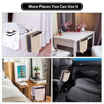 Braoses Hanging Trash Can for Kitchen Cabinet Door, Small Collapsible Foldable Waste Bins, Hanging Trash Holder for Bathroom Bedroom Office Car, Portable Home & Outdoor Garbage Can - 2.4 Gallon