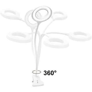 JKSWT Desk Lamp, Clip on Light Reading Light Ring Light LED with 3 Color Modes, 9 Brightness Dimmer, 60 pcs LEDs, Touch-Sensitive Control Pane, 360 ° Flexible Gooseneck Bed Light