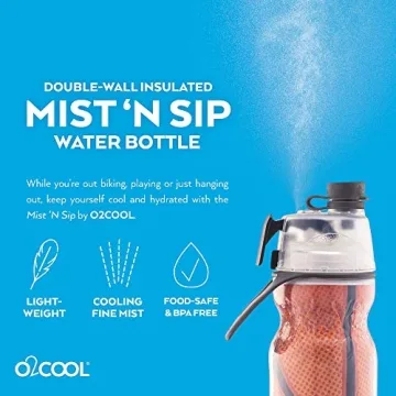 O2COOL 20 oz Sports Water Bottle with Mist and Sip