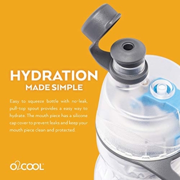 O2COOL 20 oz Sports Water Bottle with Mist and Sip