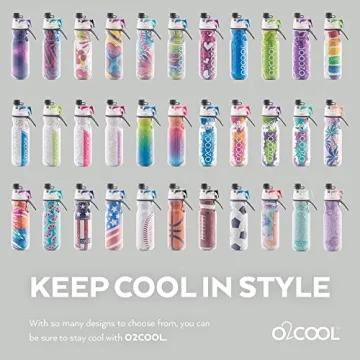 O2COOL 20 oz Sports Water Bottle with Mist and Sip