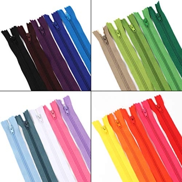 Outuxed 120 Mixed Nylon Coil Zippers for Sewing Crafts