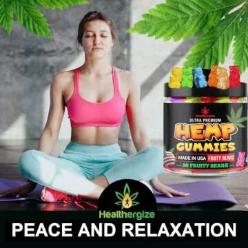 Hemp Gummies for Sleep and Relaxation-Calm, Discomfort, Fresh Fruity Flavors Relief-Extra Strength Peace and Rest Hemp Oil Gummy Bear Edibles-Made in USA-90 Bears