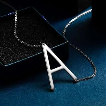 Trendy IEFWELL Sideways A Initial Necklace for Women