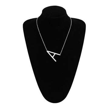 Trendy IEFWELL Sideways A Initial Necklace for Women