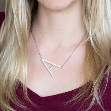 Trendy IEFWELL Sideways A Initial Necklace for Women