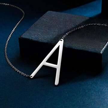 Trendy IEFWELL Sideways A Initial Necklace for Women
