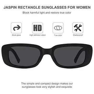 Trendy JASPIN Retro Rectangle Sunglasses UV400 Protection