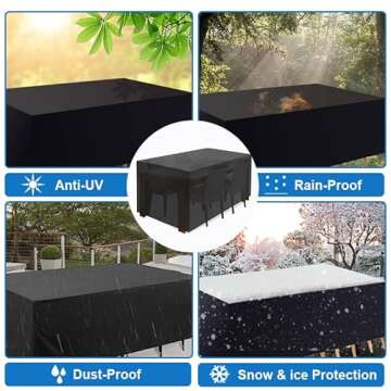 KNHUOS Patio Furniture Covers, Outdoor Furniture Cover Waterproof, 96 "L x 64" W x 40 "H Outdoor Table and Chair Set Cover Wind Dust Proof Anti-UV, Durable Patio Furniture Cover，Rectangular