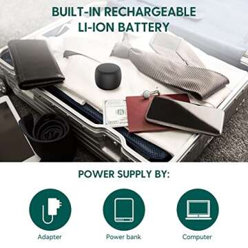 Babelio White Noise Sound Machine for Adults Kids Baby, Mini, 15 Non-looping Sounds, Timer, Memory Function, Easy to Pocket and Travel Black