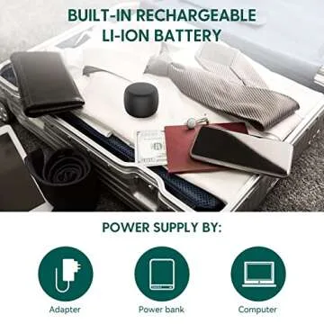 Babelio White Noise Sound Machine for Adults Kids Baby, Mini, 15 Non-looping Sounds, Timer, Memory Function, Easy to Pocket and Travel Black