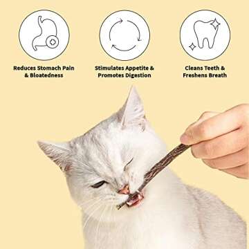 Leo's Paw Catnip Chew Toy Sticks Natural Silvervine Matatabi Healthy & Safe Combine Play & Dental Health Stimulate Appetite Promote Digestion Clean Teeth Fresh Breath Encourage Playtime (10-Pack)