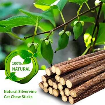 Leo's Paw Catnip Chew Toy Sticks Natural Silvervine Matatabi Healthy & Safe Combine Play & Dental Health Stimulate Appetite Promote Digestion Clean Teeth Fresh Breath Encourage Playtime (10-Pack)