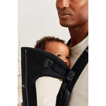 BabyBjörn Baby Carrier Mini, Black, Woven | Newborn Carrier (7-25 lbs), Ergonomic, Easy-to-Use