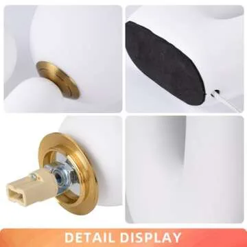 Arturesthome Nightstand Desk Lamp, Creative Nordic Living Room Bedside Bedroom Table Lamp with Light Bulbs, White