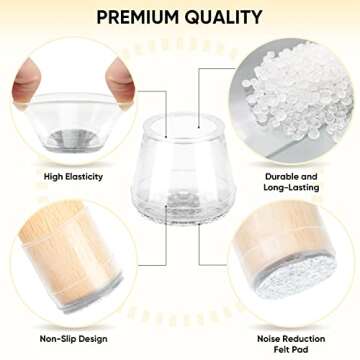 BALEINE 24 Pack Silicone Chair Leg Floor Protectors, Stool Leg Protectors Cap, Non-Slip Chair Leg Ca...