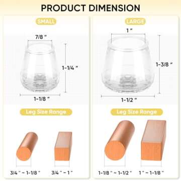 BALEINE 24 Pack Silicone Chair Leg Floor Protectors, Stool Leg Protectors Cap, Non-Slip Chair Leg Caps for Hardwood Floors (Clear & Large, 24 Pack)