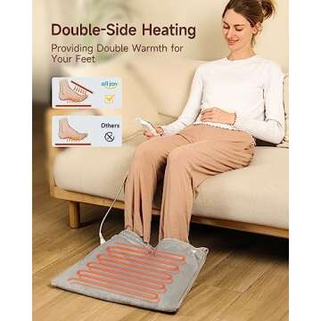 ALLJOY Electric Foot Warmer Double-Sided Heating Under Desk for Women and Men Heating Pad for Feet w...