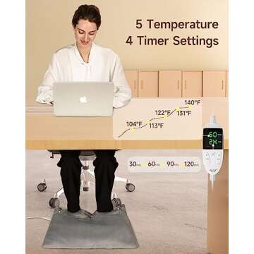 ALLJOY Electric Foot Warmer Double-Sided Heating Under Desk for Women and Men Heating Pad for Feet with Fast Heating Technology Feet Warmer for Bed/Office Helps with Cold Feet (Large)