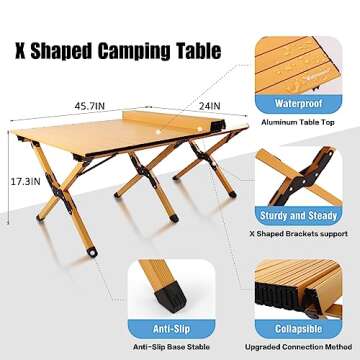 Lightweight Rollingsurfer Folding Camping Table for Outdoor Fun