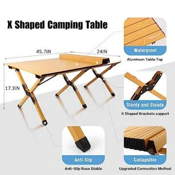 Lightweight Rollingsurfer Folding Camping Table for Outdoor Fun