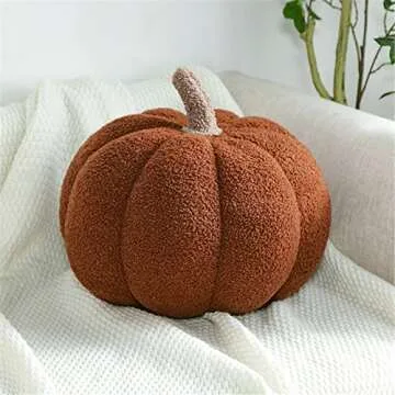 Pumpkin Pillows,Halloween Decorations Pillows,Brown 3D Pumpkin Throw Pillows,7.9 Inchhes Decor Pillow for Car Bedroom Sofa Couch Living Room